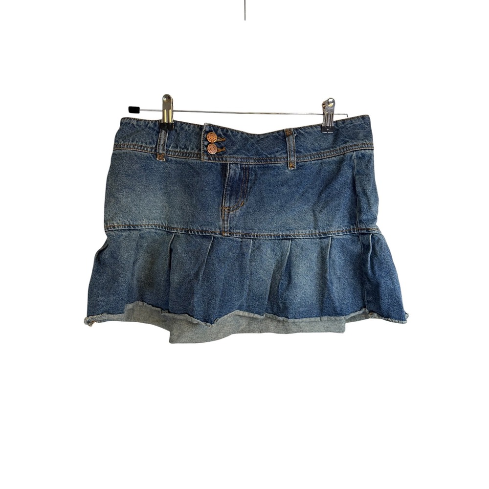 BDG Urban Outfitters Denim Pleated Mini Skirt Medium Wash Y2K Low Rise Size M